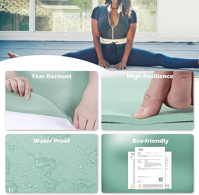 UMINEUX Yoga Mat Extra Thick 1/3'' & 2/5" Non Slip Yoga Mats for Women Eco Friendly TPE Fitness Exercise Mat with Carrying Sling & Storage Bag - Bloomnest