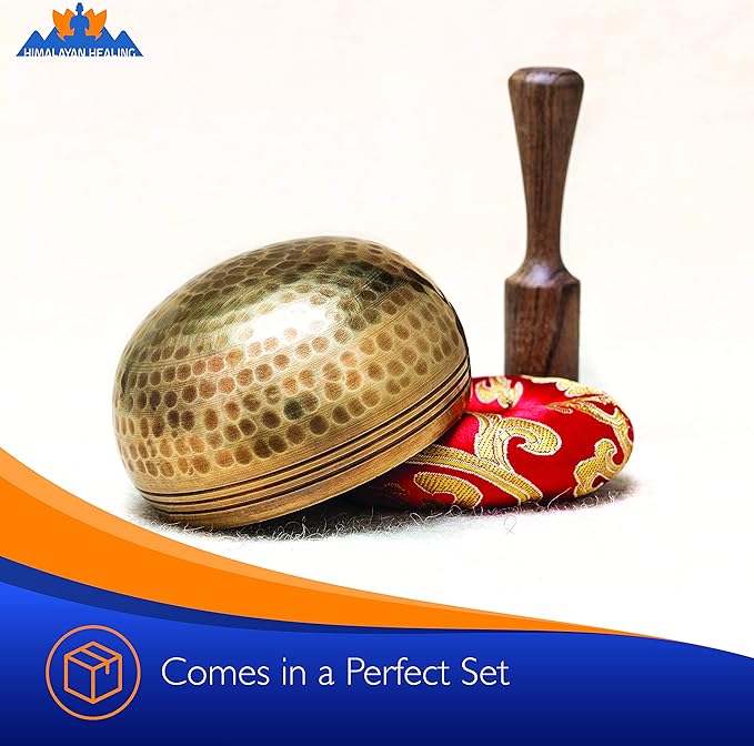 Tibetan Singing Bowls Set~ Meditation Sound Bowl hand Hammered in Nepal For Yoga, Meditation, Mindfulness, Healing & Chakra balancing~ (3 inch) - Bloomnest