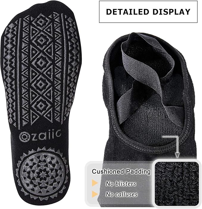Ozaiic Pilates Socks for Women Non Slip Grip, Yoga Socks with Grippers for Barre, Hospital, Ballet, Dance, Barefoot Workout - Bloomnest