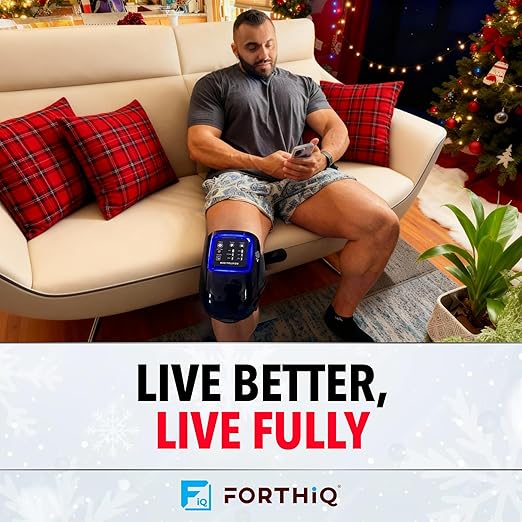 FORTHiQ Knee Massager Pro+ with Heat, Red Light and Vibration, 6-in-1, Dual-Wavelength - Cordless, Portable, Adjustable Straps, Easy to Use, Saves Your Settings - Bloomnest