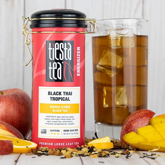 Tiesta Tea - Black Thai Tropical, Loose Leaf, Mango Citrus Black Tea, Premium Blend, High Caffeinated, Make Hot or Iced & Brews up to 50 Cups, 4.5oz Refillable Tin - Bloomnest