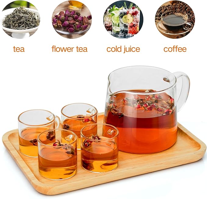 Glass Teapot 34oz/1000ml with Removable Stainless Steel Infuser Tea pot, Heatproof Borosilicate Glass Tea Make, Stovetop Safe Glass Tea Kettle for Loose and Blooming Leaf Tea - Bloomnest