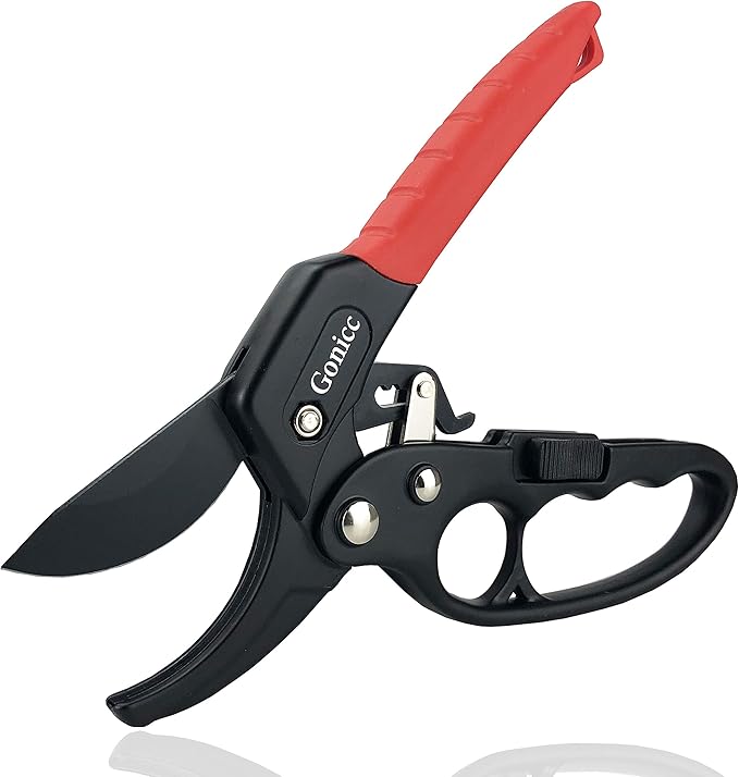 gonicc 8" Professional Ratchet Anvil Pruning Shears (GPPS-1011), Ratcheting Mechanism, Anvil groove design, Reinforced Design Handle, Garden Shears Clippers, Anvil Pruner, Hand Tools Scissors Loppers - Bloomnest