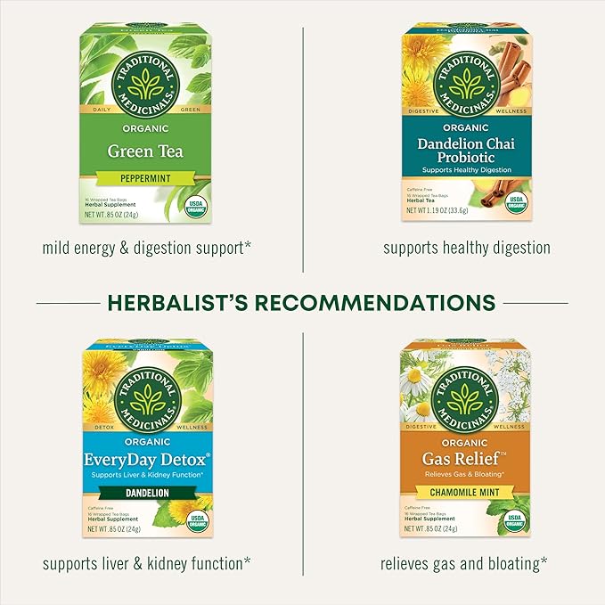 Traditional Medicinals Tea, Organic Peppermint, Soothes Your Belly, Refreshing & Minty, 48 Tea Bags - Bloomnest