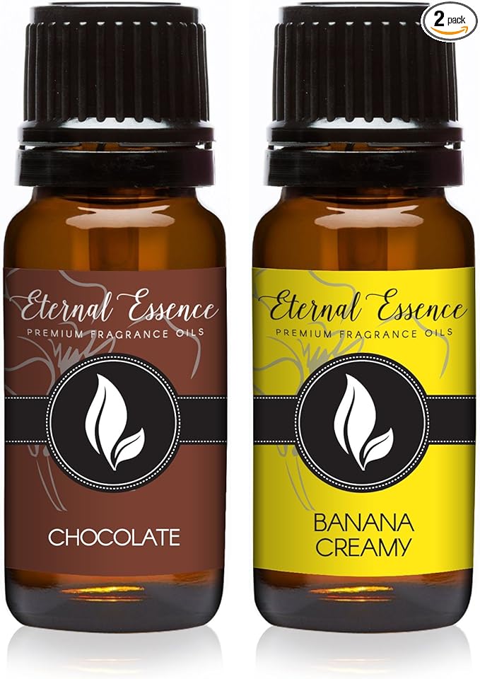 Eternal Essence Oils 2 Pack 10ml Premium Fragrance Oil - Chocolate & Banana Creamy - for Candle, Soap Making, Aromatherapy, Diffusers, Home Care, & Humidifiers EternalEssenceOils
