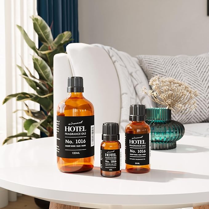 AirScent Hotel Diffuser Oil No. 1016 - Hotel Scent Dupe - Caraway Desert Rose and Oud - Premium Fragrance Oil for Ultrasonic and Waterless Diffusers and Crafting - 120 mL, 4 fl oz Glass Dropper Bottle - Bloomnest