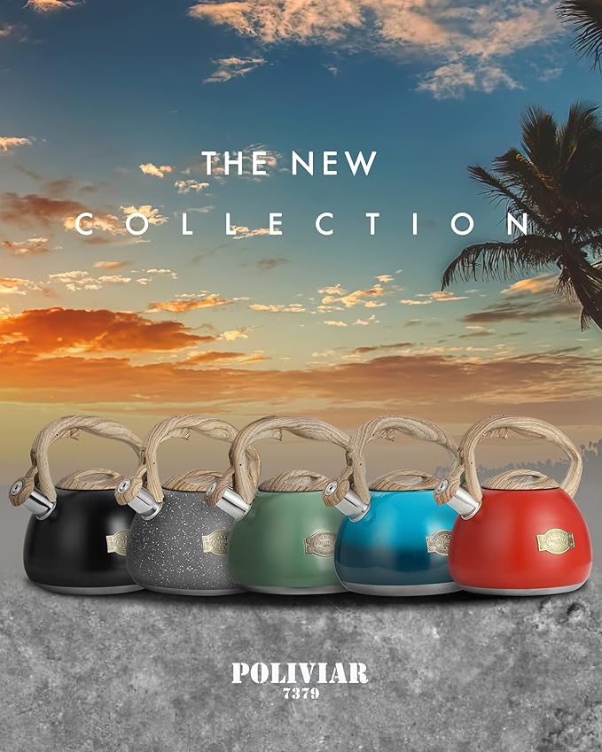 POLIVIAR Tea Kettle, 2.7 Quart Stovetop Tea Kettle, Audible Whistling Teapot, Food Grade Stainless Steel for Anti-Rust, Anti Hot Handle, Suitable for All Heat Sources (JX2022-MH30) - Bloomnest