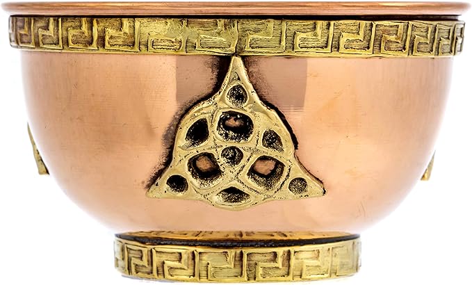 Copper Offering Bowl - Copper Bowl Altar for Ritual Use, Incense Holder, Smudge Kit, Home Decor (Triquetra) - Bloomnest