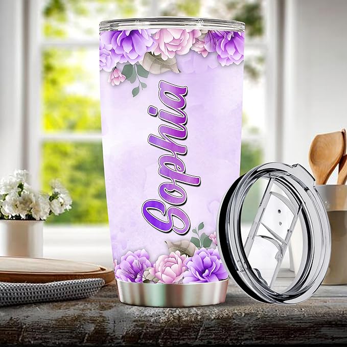 Personalized Frog Tumbler Frogs Gifts Customized Name Mug Water Bottle Cute Kawaii Purple Birthday Christmas Valentine Gift For Women Ideas 20oz Insulated Stainless Steel Coffee Cup With Lid - Bloomnest