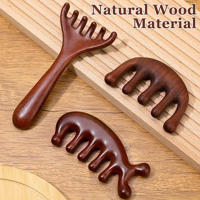 ProSuites 3 Pcs Wooden Head Scalp Massager Comb, Head Massage Tool for Relaxation Hair Gua Sha Comb for Mother,Gaughter,Wife ProSuites