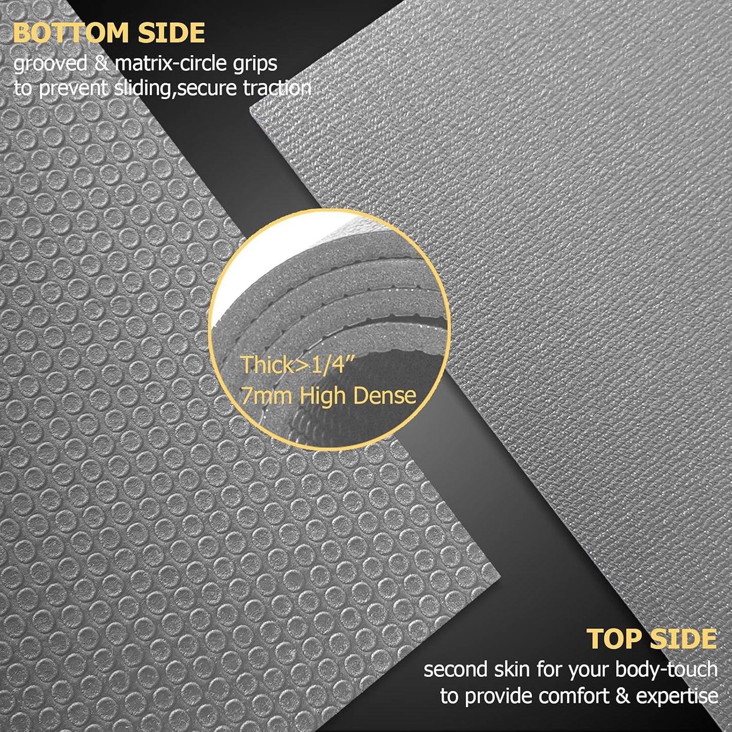 GXMMAT Large Exercise Mat 6'x4'/6'x5'/6'x6'(7mm), Thick Workout Mats for Home Gym Flooring, Extra Wide Non-Slip Durable Cardio Mat, Shoe Friendly, Perfect for Plyo, MMA, Jump Rope, Weights, Fitness