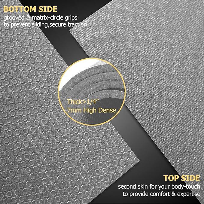 GXMMAT Large Exercise Mat 6'x4'/6'x5'/6'x6'(7mm), Thick Workout Mats for Home Gym Flooring, Extra Wide Non-Slip Durable Cardio Mat, Shoe Friendly, Perfect for Plyo, MMA, Jump Rope, Weights, Fitness - Bloomnest