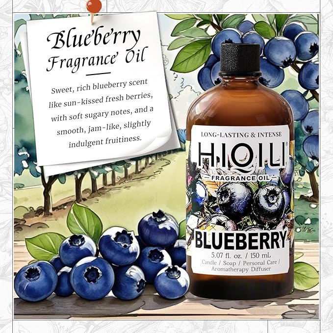 HIQILI Blueberry Fragrance Oil for Candle & Soap Making, Fruity Scents for Reed Diffuser Oil Refill, Add to Lotion, Body Wash - 5.07 Fl Oz - Bloomnest