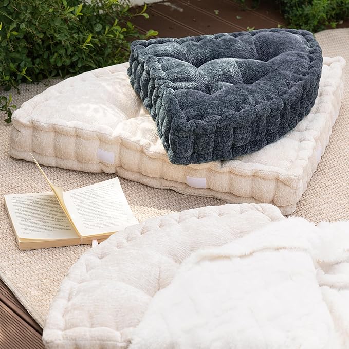 Fan-Shaped Floor Cushion Fan Floor Pillow, Meditation Cushion for Sitting or Yoga, Pizza Cushions Thick Outdoor Seating for Kids for Adults 20"*20" - Bloomnest
