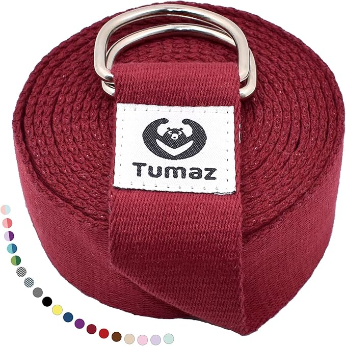 Tumaz Yoga Strap/Stretch Bands [15+ Colors, 6/8/10 Feet Options] with Extra Safe Adjustable D-Ring Buckle, Durable and Comfy Delicate Texture - Best for Daily Stretching, Physical Therapy, Fitness - Bloomnest