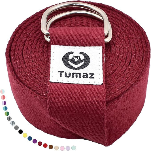 Tumaz Yoga Strap/Stretch Bands [15+ Colors, 6/8/10 Feet Options] with Extra Safe Adjustable D-Ring Buckle, Durable and Comfy Delicate Texture - Best for Daily Stretching, Physical Therapy, Fitness - Bloomnest