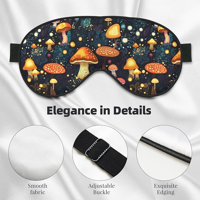 Sleep Eye Mask Mushroom Forest with Lights Sleep Mask for Women Men Comfortable Eye Mask with Adjustable Strap Soft Eye Cover Blindfold for Travel Yoga Nap Shift Work - Bloomnest