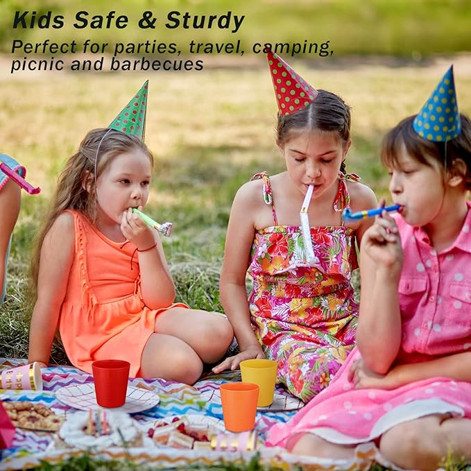 Eccliy 36pcs Kids Cups 8 oz Unbreakable Plastic Stackable Juice Reusable Tumblers Bulk Plastic Drinking Cups for Toddlers Baby Kids, Dishwasher Safe, 6 Colors(Bright Colors) - Bloomnest
