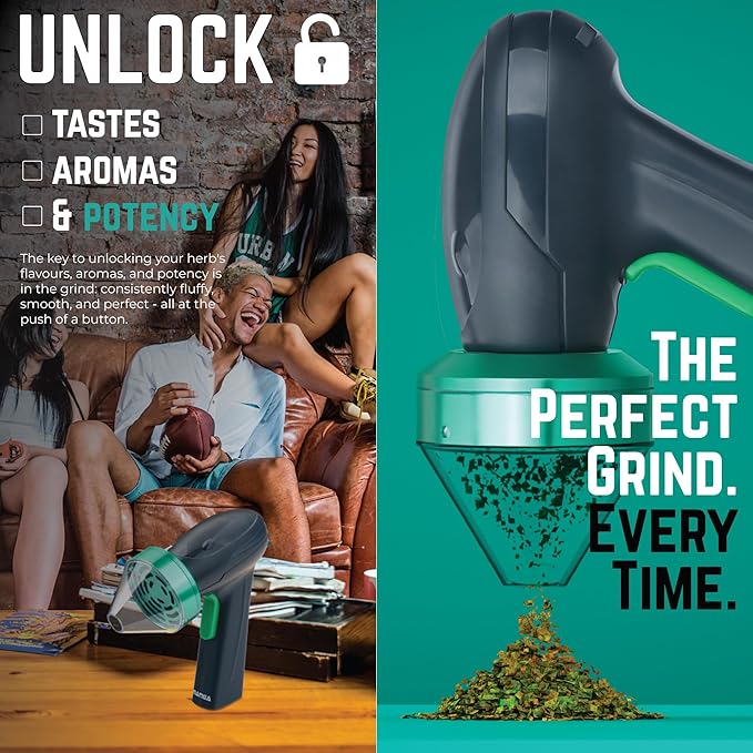 Mamba Monster 3.5g USB Electric Herb Grinder. Large Capacity Portable Metal Herbal Machine & Spice Mill for the Kitchen (Green) - Bloomnest