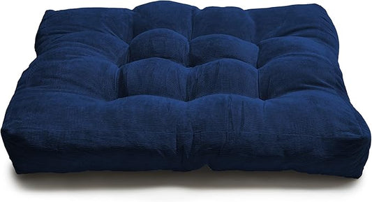 LANITI 24” Inch Extra Large Floor Cushions Tufted Floor Pillow for Adults Square Meditation Ultimate Comfort Oversized Pillows for Floor Cushion (Navy)