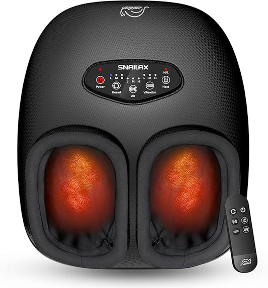 Snailax Shiatsu Foot Massager with Heat, Deep Kneading, Compression, Vibration, Electric Feet Massage Machine for Plantar Fasciitis,Neuropathy,Foot Warmer,Remote Control,Size 13,Gifts