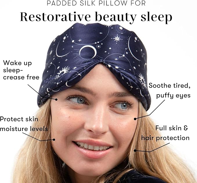DROWSY Silk Sleep Mask - Face-Hugging, Padded Cocoon for Luxury Sleep in Total Darkness - 100% Pure Mulberry Silk (Cosmic Energy)
