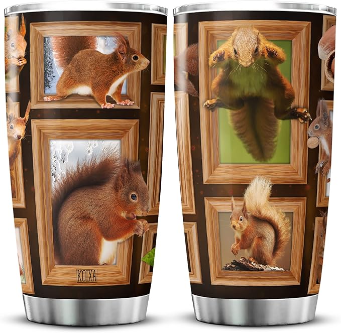 Squirrel Insulated Tumbler With Lid 20 Oz Cute Squirrels Rodent Animal Print Cup Christmas Gift For Women Birthday Present Squirrel Things For Squirrel Lovers Animals Gifts - Bloomnest