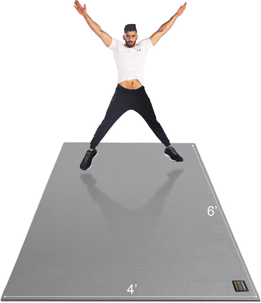 GXMMAT Large Exercise Mat 6'x4'/6'x5'/6'x6'(7mm), Thick Workout Mats for Home Gym Flooring, Extra Wide Non-Slip Durable Cardio Mat, Shoe Friendly, Perfect for Plyo, MMA, Jump Rope, Weights, Fitness