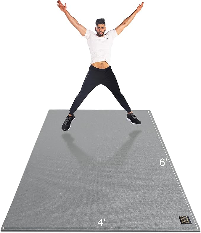 GXMMAT Large Exercise Mat 6'x4'/6'x5'/6'x6'(7mm), Thick Workout Mats for Home Gym Flooring, Extra Wide Non-Slip Durable Cardio Mat, Shoe Friendly, Perfect for Plyo, MMA, Jump Rope, Weights, Fitness - Bloomnest