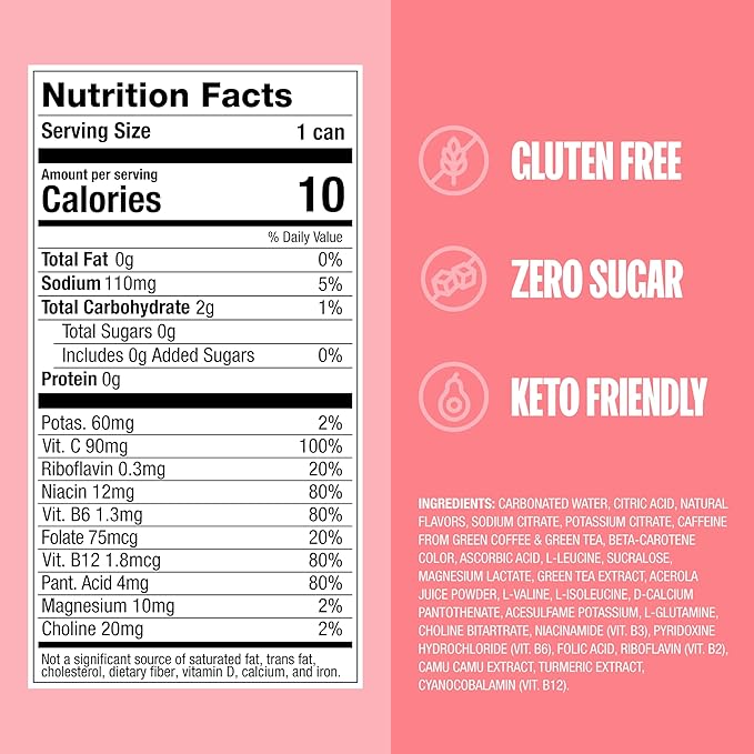 ZOA Zero Sugar Energy Drinks, White Peach - Sugar Free with Electrolytes, Healthy Vitamin C, Amino Acids, Essential B-Vitamins, and Caffeine from Green Tea - 12 Fl Oz (12-Pack) - Bloomnest
