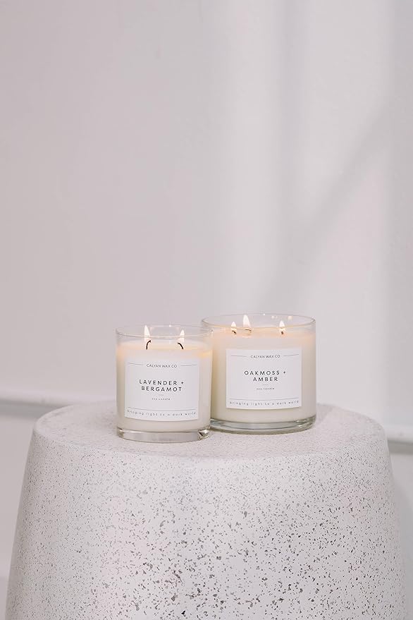 Calyan Wax Co. Lavender & Bergamot 3 Wick Scented Candle - 43 Hour Burn - Luxury 3 Wick Soy Candles - Non Toxic Soy Wax Candles - Long Lasting Large Glass Jar Candle for Home - 14.9oz - Bloomnest