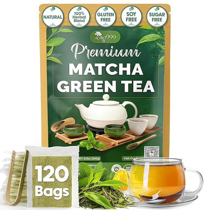 TOG999, Premium Matcha Green Tea Bags | 120 Count | Blend of Sencha, Green Tea, Spearmint & Orange Slices – Refreshing Flavor, Naturally Vibrant, No Gluten. Vegan. - Bloomnest