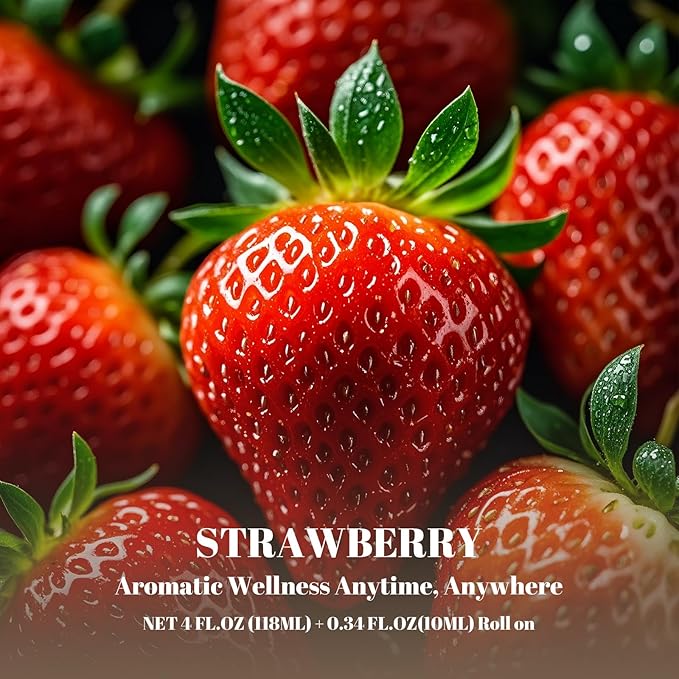 Strawberry Essential Oil (4 fl.oz Bottle + 0.34 fl.oz Roll-On) — Strawberry Oils for Aromatherapy, Diffusers, Humidifiers, Home fragrances, DIY Skincare, Candle, Soap Making, Relaxation, Yoga Ethlauff