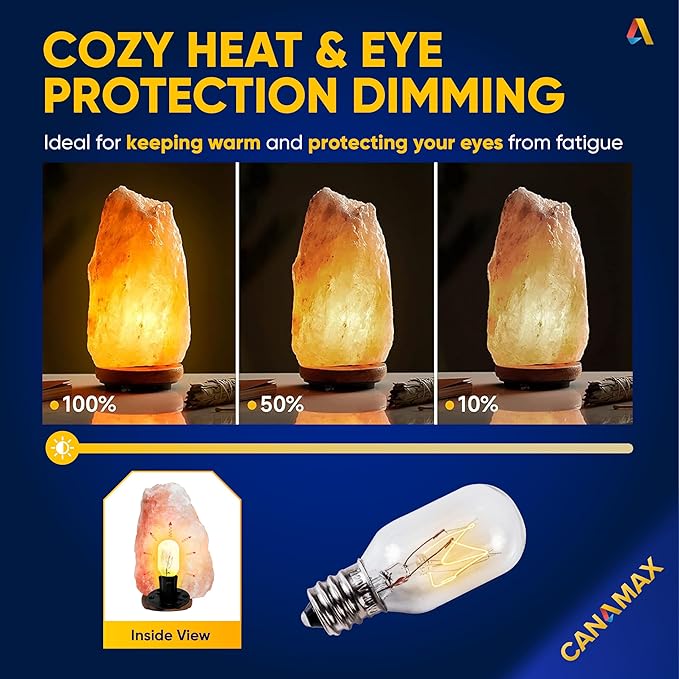 Canamax T20 E12 Salt Lamp Bulb 120V 15W - Warm White Light 2700K 80lm, E12 Candelabra Base - Compatible with Himalayan Salt Rock Lamps & Baskets, Scentsy Plug-in Wax Warmers, Night Lights - Pack of 8 - Bloomnest