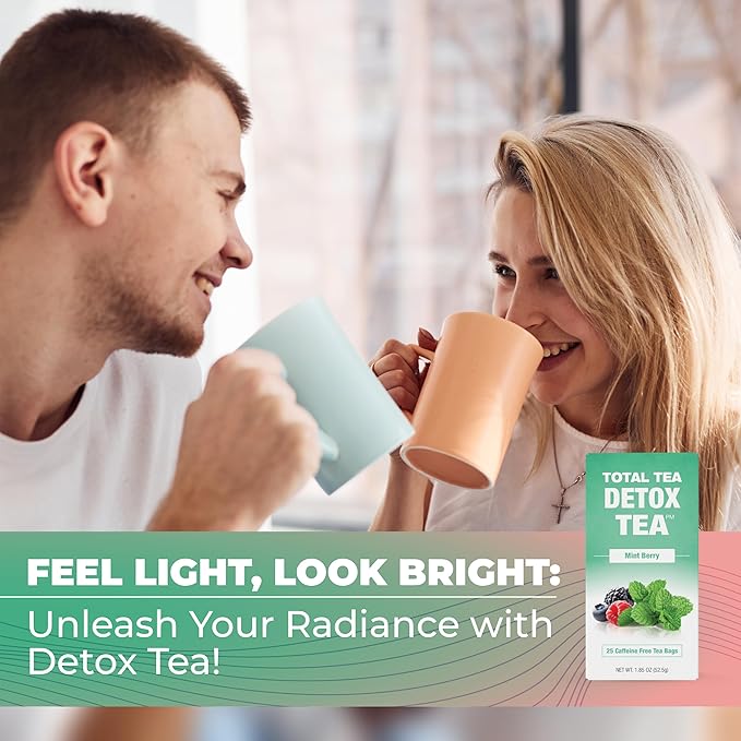 Total Tea Slimming Detox Tea for a Healthy Weight Support - Caffeine Free - Herbal Tea with Chamomile, Hibiscus, Ginger Root for Colon Cleanse - Natural Fruit Tea for Digestive Health - Bloomnest