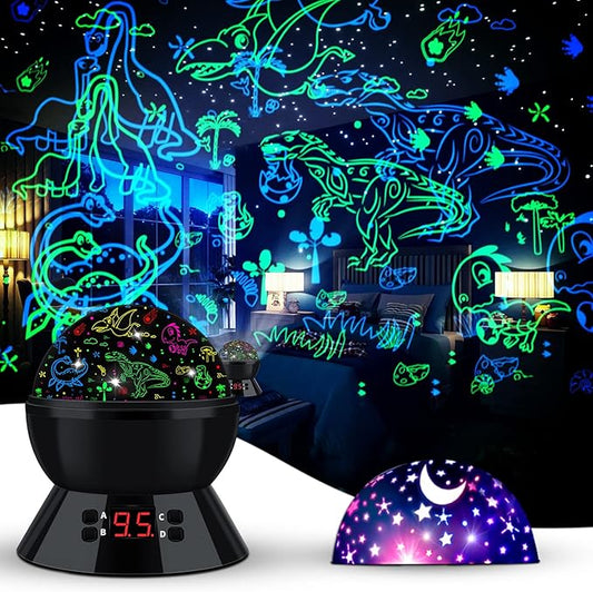 Dinosaur Night Light Projector for Kids Toys for Boys Room, 360 Degree Rotation with 17 Colors Dino Projection Light for Toddler Nightlight Lamp Birthday Gifts for Boys Bedroom Decor - Bloomnest
