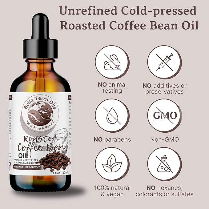 Bella Terra Oils – Roasted Bean Oil 8 oz – Pure Extract from Roasted Seeds, Enriched with Fatty Acids, An Elixir for Skin - Bloomnest