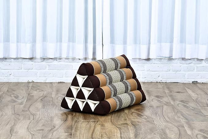 Leewadee Triangle Cushion – Comfortable Backrest for TV or Reading, Incline Pillow for Relaxing Made of Kapok, 20 x 13 x 13 inches, Brown - Bloomnest