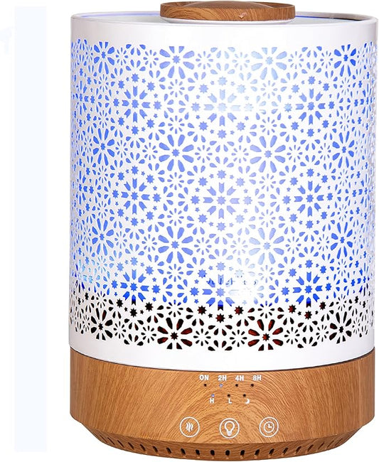 BlueHills 2500 ML Humidifier with Essential Oil Diffuser Combo Aroma Home Décor Design for Large Bed Bath Kids Baby Living Rooms Big Capacity LED Lights Scent Ultrasonic Cool Mist Wood Grain F006 - Bloomnest