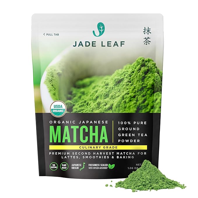 Jade Leaf Matcha Organic Premium Ceremonial Grade Matcha Green Tea Powder - Japanese - Culinary, Ingredient, Ceremonial Barista Teahouse, Latte, Collagen, 1.06 Ounce (Pack of 1), Culinary - Bloomnest