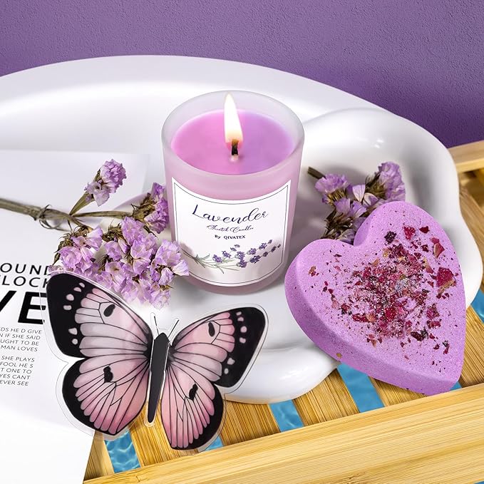 Bath Gift Set for Women, Christmas Stocking Stuffers for Women, Birthday White Elepant Gifts for Wife Her Sister Mom Auntie Grandma Friends, Relaxing Spa Self Care Lavender Bath Bombs Set﻿ - Bloomnest