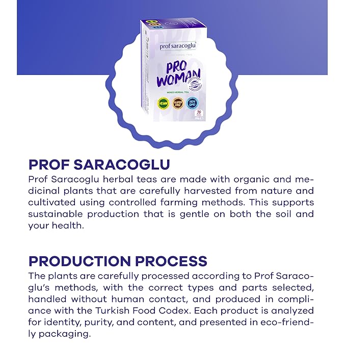 Prof Saracoglu 1 Box Pro-Woman Herbal Tea – Caffeine-Free Herbal Blend with Chamomile and Yarrow, Made for Women’s Daily Routine, 20 Organic Tea Bags in Resealable Box - Bloomnest