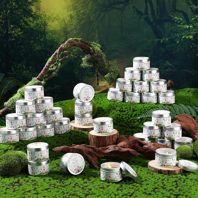 50 Pcs Baby Shower Party Favors Candles Lavender Scented Gender Reveal Gifts Bulk Candles for Favors Baby Shower Rustic Return Gifts(Forest Animals) - Bloomnest