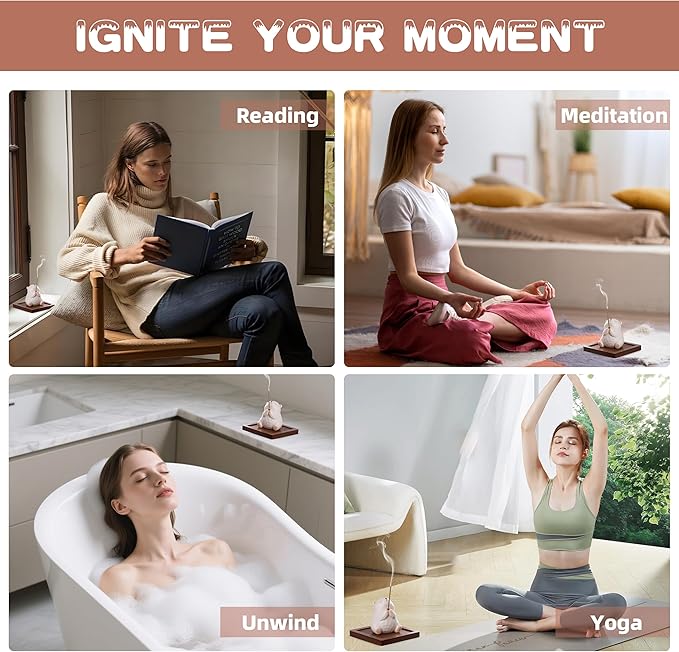 Lionpower Incense Holder for Sticks with Burner & Ash Catcher - Resin Bear, Wooden Tray, 10 Incense Sticks for Meditation Yoga Spa, Cute Home Decor Room Accessories (Bear)