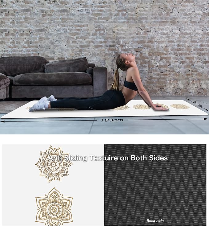 Non Slip Yoga Mat TPE Workout Mat for Men Women, Thick Workout Mat with Carrying Strap, Fitness Mats for Exercise, Yoga, Fitness, Pilates, Floor Workouts (72" x 24" x 6mm) - Bloomnest