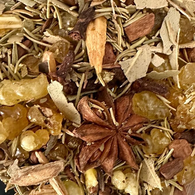 Natural Resin, Herbs & Essence Wealth Manifestation Mix - Blend with Frankincense, Sandalwood, Cinnamon & Copal - Grounding Loose Incense for Abundance Rituals & Meditation - 2.22 oz AmaeIncense