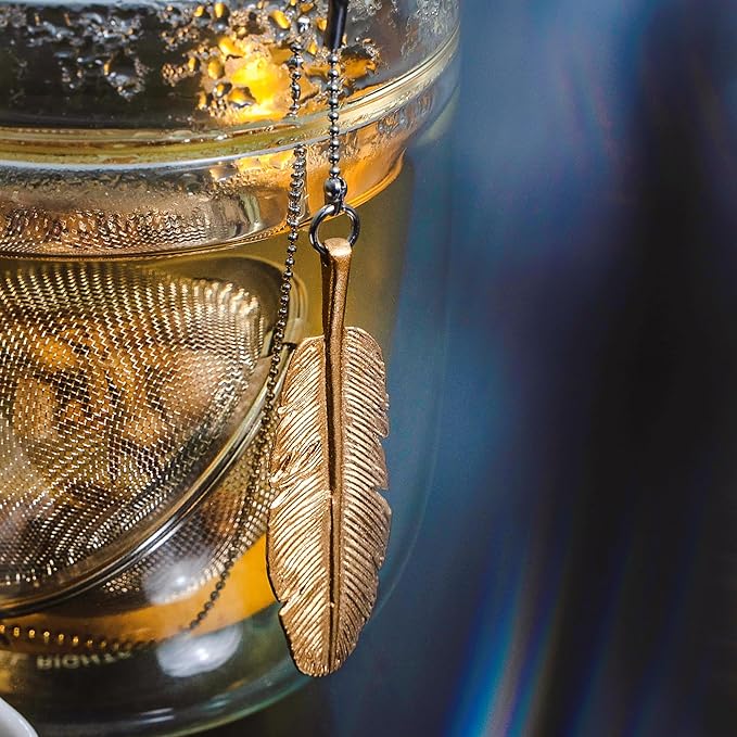 Tea Strainers For Loose Tea Stainless Steel Tea Ball Infuser Tea Ball For Loose Leaf Tea Infuser For Loose Leaf Tea Loose Leaf Tea Steeper Cute Tea Infuser Gift (Feather)