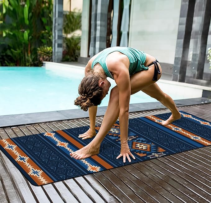 nuveti Yoga Mat Print Extra Thick TPE Non Slip Fitness Exercise Mat with Carrying Bag,72"x24" Extra Thick 6MM Exercise & Workout Mat for Yoga, Pilates Fitness and Floor Exercises - Bloomnest