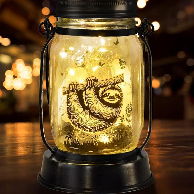 Sloth Gifts for Women/Men/Kids Sloth Animal Lovers Solar Lantern Mom Birthday, Mothers Day, Christmas Animal Gifts, Solar Garden Decoration, Yard, Patio,Backyard,Porch, Torches, Night Light Room Decor - Bloomnest