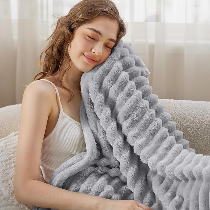 Bedsure GentleSoft Twin XL Blanket for Bed - Cozy Soft Blankets for Women, Cute Large Throws for Girls, Light Grey, 66x90 Inche - Bloomnest